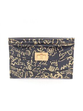 Chanel Card Case 2.55 Graffiti Black Leather